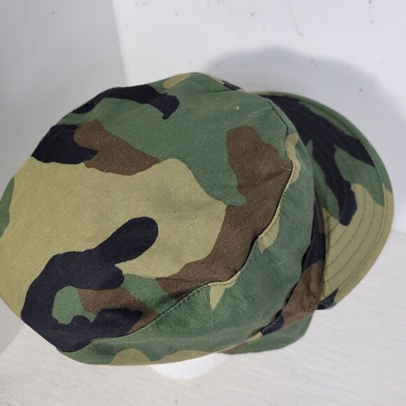 Vintage Military Hat Mens Size 7 1990s Woodland Camo Army Cap U.S. Camouflage - Picture 7 of 15